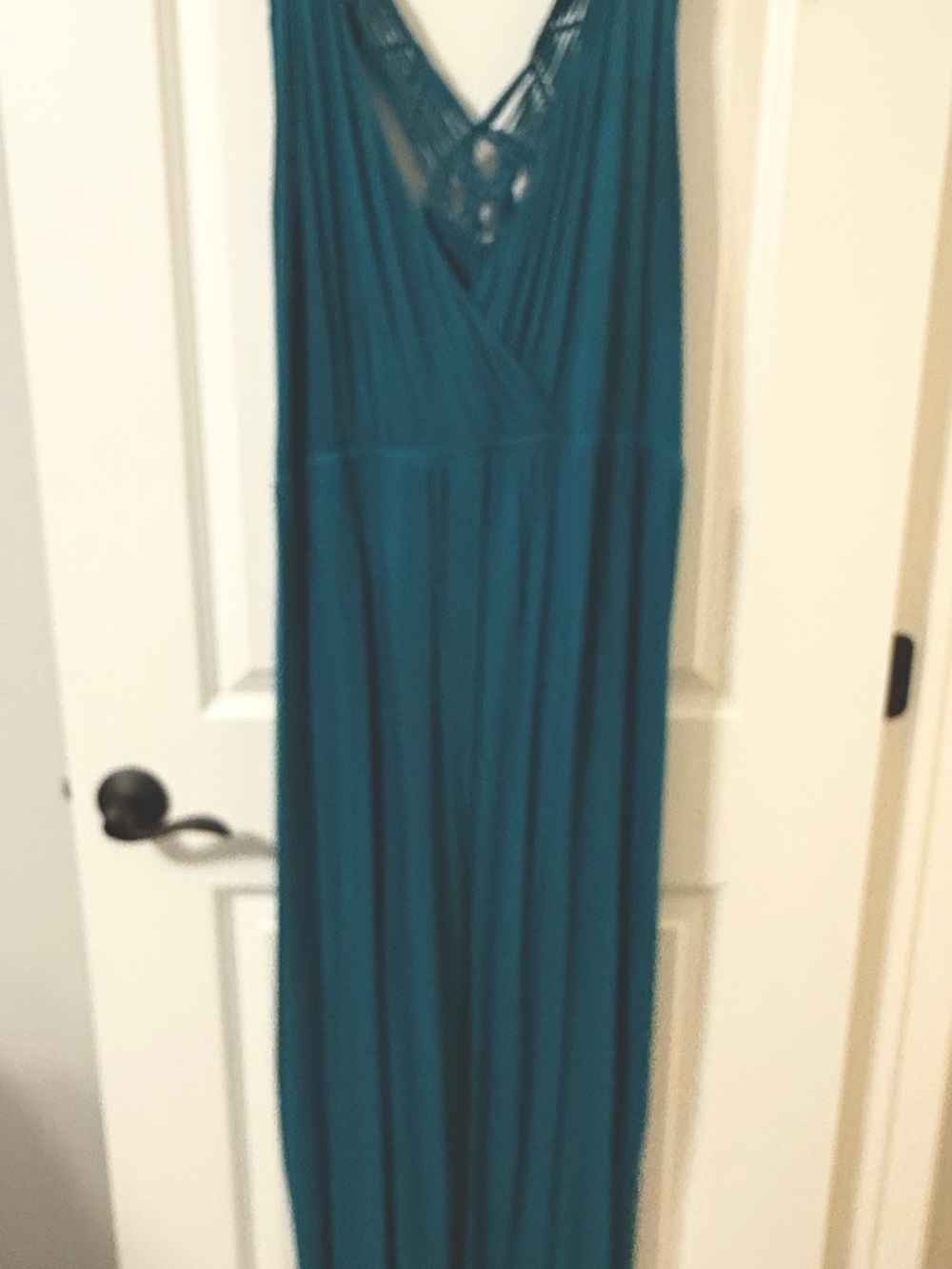 Lane Bryant Sleeveless Teal V-Neck Maxi Dress with Crochet Detail 26/28